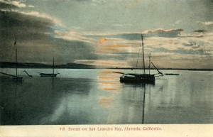 Sunset on San Leandro Bay, Alameda, California         